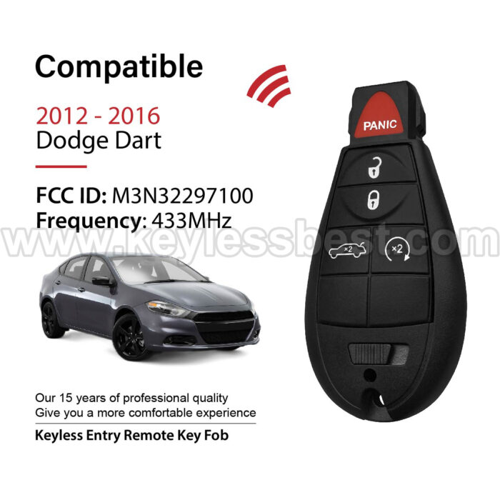 2012-2016 Dodge Dart / 5 Buttons Keyless Entry Remote / M3N32297100 / PN:56046773AA / 46 - Image 2