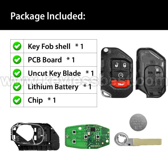 2018-2024 Jeep Gladiator Wrangler / 4 Buttons Keyless Entry Remote / OHT1130261 / PN:68416784AA, 68416784AC / PCF7939M 4A - Image 6