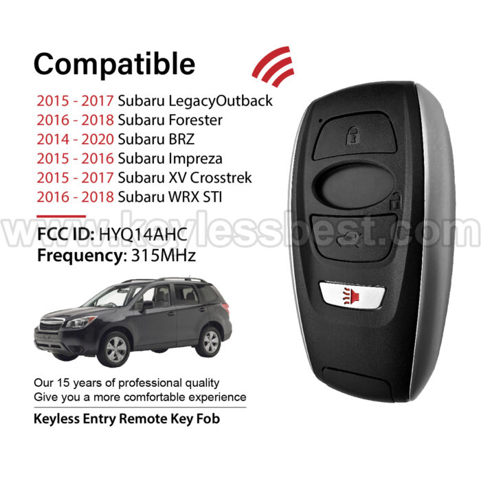 2014 - 2020 Subaru Legacy Outback Forester BRZ Impreza XV Crosstrek WRX STI / 4 Buttons Keyless Entry Remote / HYQ14AHC / PN: 88835-AL04A / 4D - Image 2