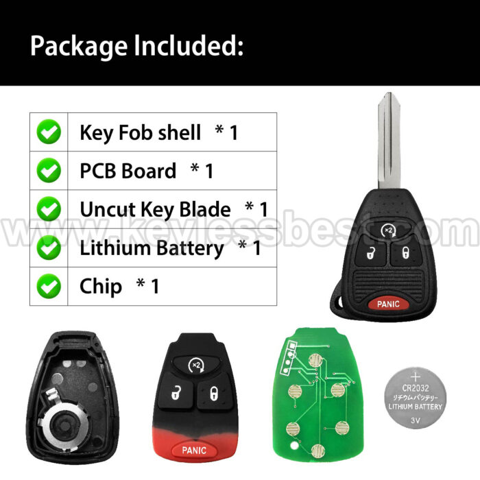 2007 - 2018 Jeep Dodge Chrysler Wrangler Patriot Compass Caliber Nitro Aspen Dakota  / 4 Buttons Keyless Entry Remote / OHT692713AA / PN: 04589621AB,OHT692427AA, 04589621AA, 56040649AD/ ID46 - Image 6
