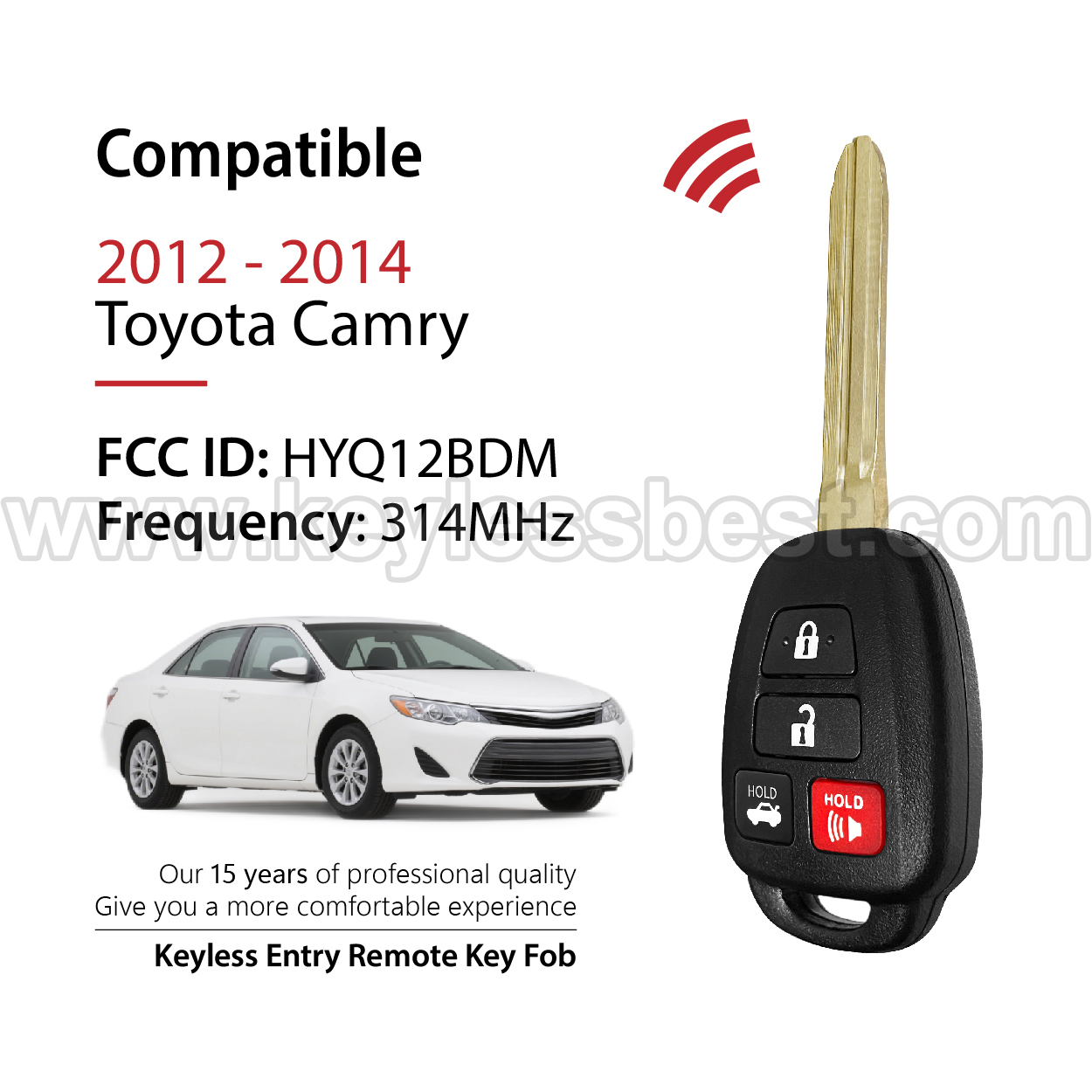 Chaveiro Toyota 2012-2014 HYQ12BDM 314MHz para Keylessbest