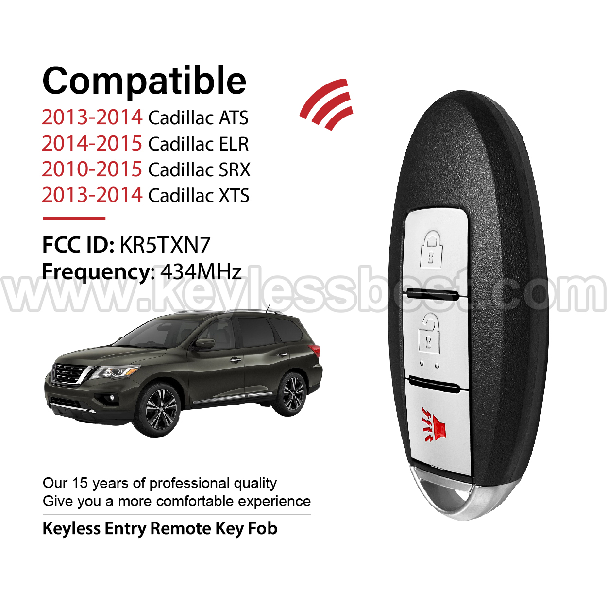 2019-2020 Nissan Pathfinder Murano Titan / 3 Buttons Keyless Entry Remote / KR5TXN7 / PN: 285E3-9UF7A , 285E3-9UF7B - Image 2