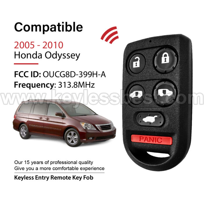 2005-2010 Honda Odyssey / 6 Buttons Keyless Entry Remote / OUCG8D-399H-A / PN: G8D-399H-A - Image 2