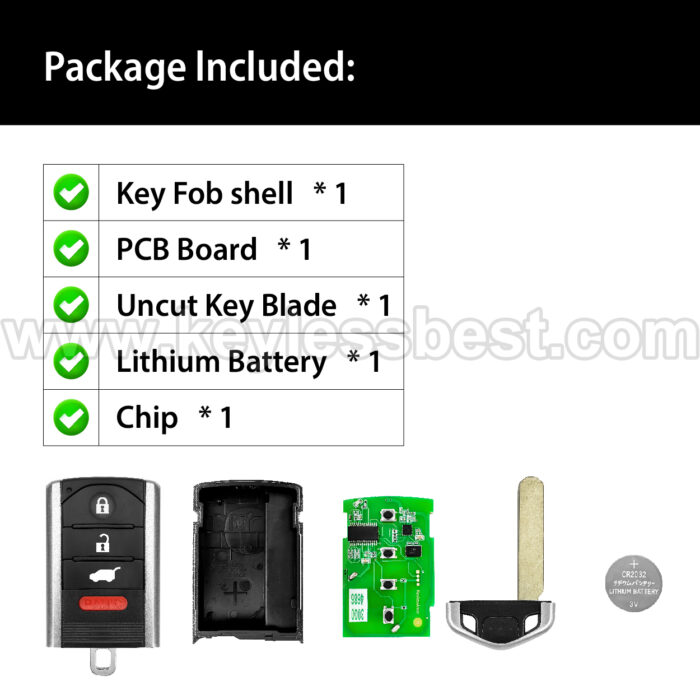 2010 - 2013 Acura ZDX / 4 Buttons Keyless Entry Remote / M3N5WY8145 / PN: 72147-SZN-A71, 72147-SZN-A8 - Image 6