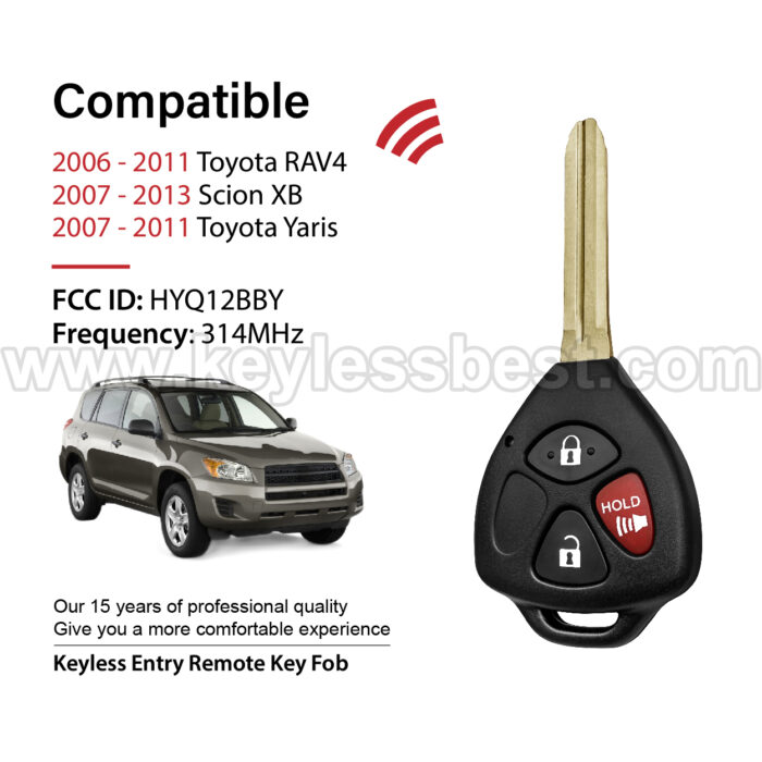 2006-2013 Toyota Scion RAV4 Yaris XB / 3 Buttons Keyless Entry Remote / HYQ12BBY / PN: 89070-42660, 89070-42670, 89070-12380 / 4D67 - Image 2