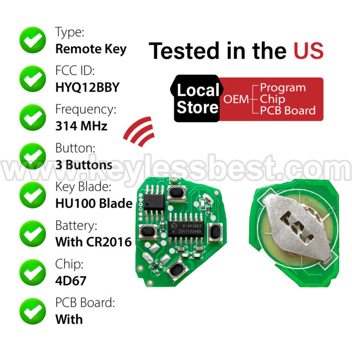 2006-2013 Toyota Scion RAV4 Yaris XB / 3 Buttons Keyless Entry Remote / HYQ12BBY / PN: 89070-42660, 89070-42670, 89070-12380 / 4D67 - Image 4