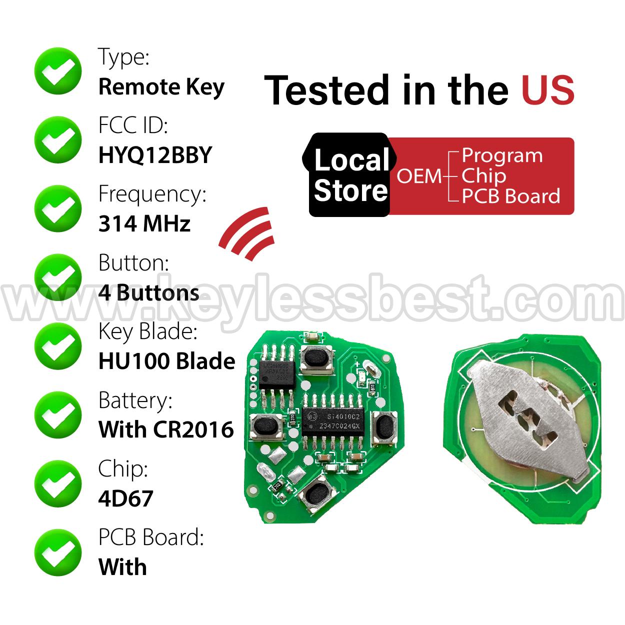 2007-2010 Toyota Camry Corolla / 4 Buttons Keyless Entry Remote / HYQ12BBY / PN: 89070-06231 8907006231 89070-06232 / 4D67 - Image 4