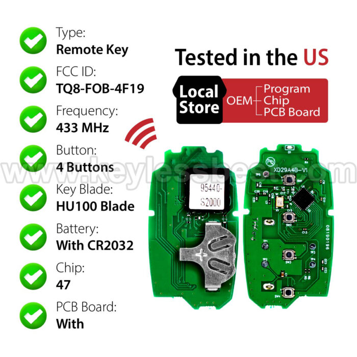 2019-2020 Hyundai Santa Fe / 4 Buttons Keyless Entry Remote / TQ8-FOB-4F19 (TMa) / PN:95440-S2000 / 47 - Image 4