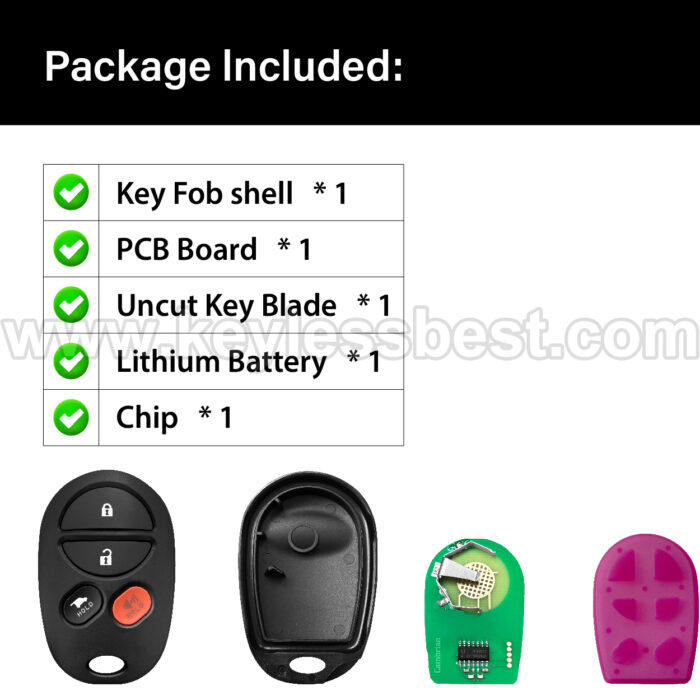 2004-2018 Toyota Sequoia Solara Avalon Highlander Sienna Tacoma / 4 Buttons Keyless Entry Remote / GQ43VT20T / PN: 89742-0C040 - Image 6