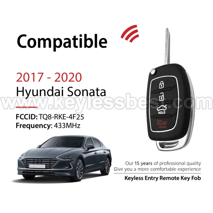 2017-2020 Hyundai Sonata / 4 Buttons Keyless Entry Remote / TQ8-RKE-4F25 (LF 4BT) / PN:95430-C1210, 95430-C2210 - Image 2