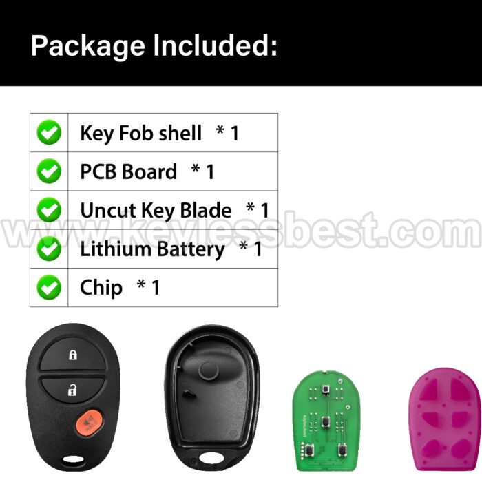 2004-2018 Toyota Sequoia Solara Avalon Highlander Sienna Tacoma / 3 Buttons Keyless Entry Remote / GQ43VT20T / PN: 89742-AE010, 89742-AE011 - Image 6