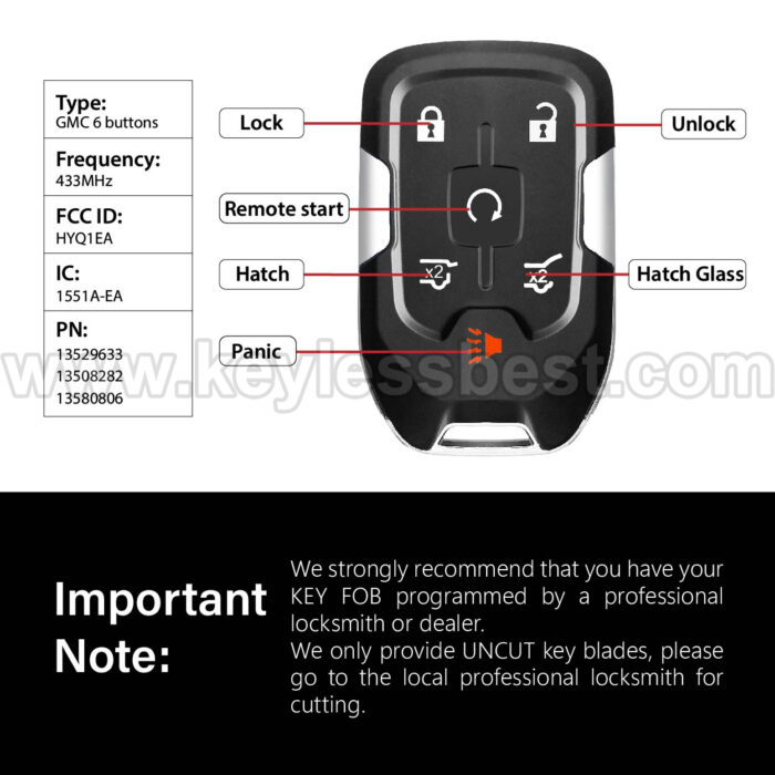 2015-2021 Chevrolet Tahoe Suburban / 6 Buttons Keyless Entry Remote / HYQ1EA / PN:13529633, 13508282, 13580806 / 46 - Image 3
