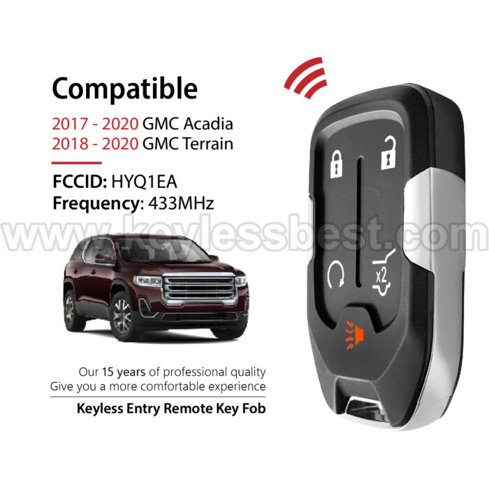 2017-2020 GMC Acadia Terrain / 5 Buttons Keyless Entry Remote / HYQ1EA / PN:13508275 / 46 - Image 2
