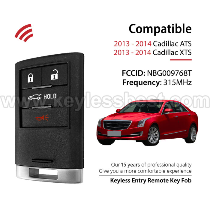 2013-2014 Cadillac XTS ATS / 4 Buttons Keyless Entry Remote / NBG009768T / PN:22856929, 5931855 / PCF7952 - Image 2