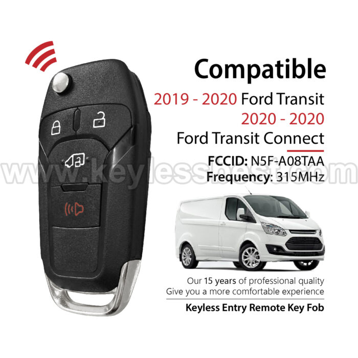 2019-2020 Ford Transit Transit Connect / 4 Buttons Keyless Entry Remote / N5F-A08TAA / PN: 164-R8236 / 4D 63 128 BIT, 49 - Image 2