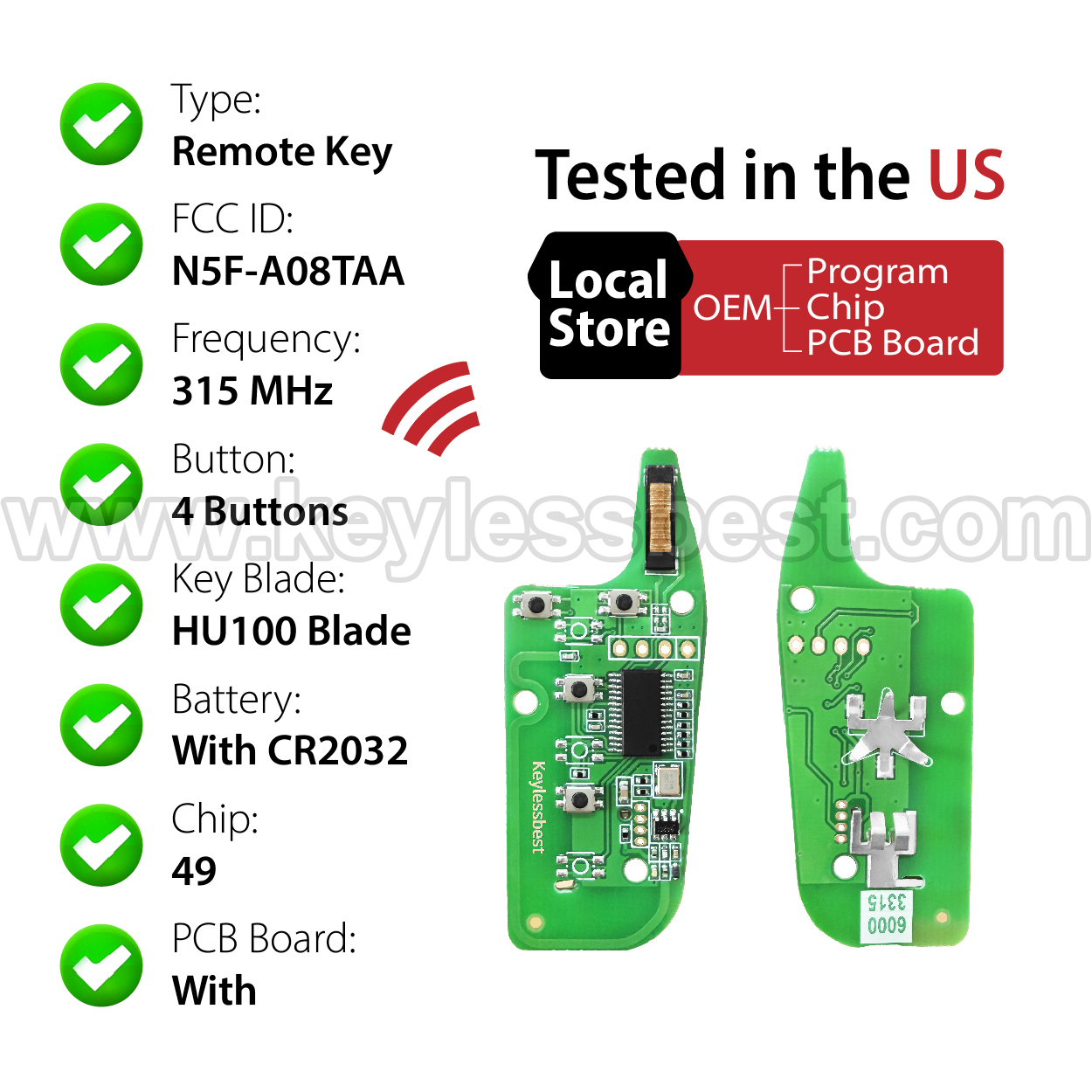 2019-2020 Ford Transit Transit Connect / 4 Buttons Keyless Entry Remote / N5F-A08TAA / PN: 164-R8236 / 4D 63 128 BIT, 49 - Image 4