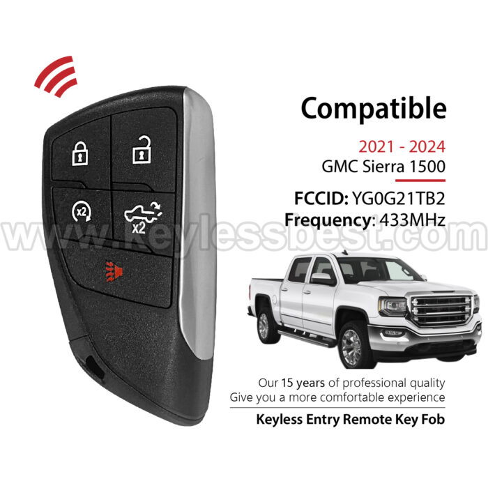2021-2024 GMC Sierra 1500 / 5 Buttons Keyless Entry Remote / YG0G21TB2 / PN:13548440 - Image 2