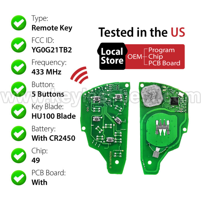 2021-2024 GMC Sierra 1500 / 5 Buttons Keyless Entry Remote / YG0G21TB2 / PN:13548440 - Image 4