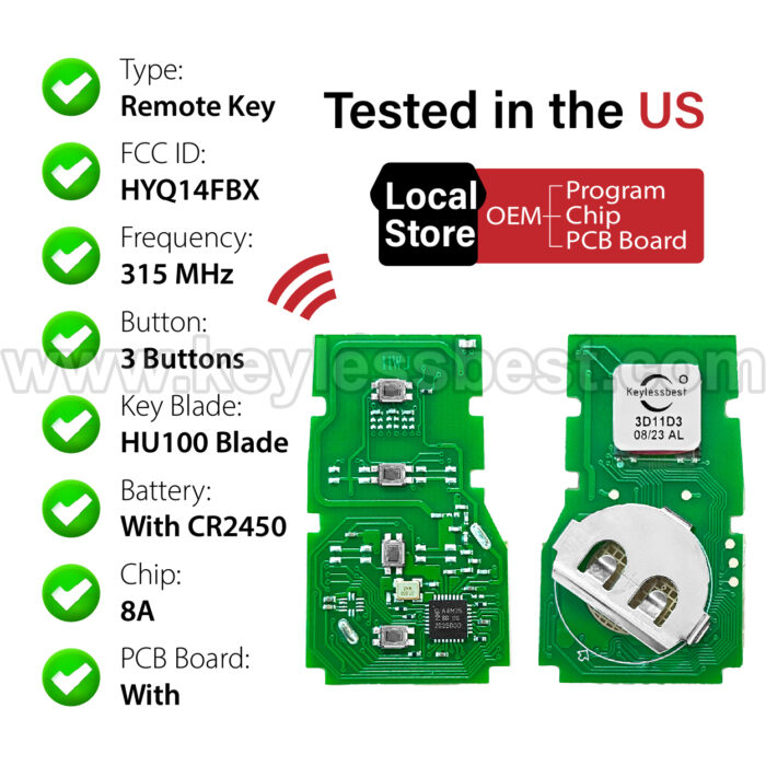 2021-2024 Toyota Sequoia Tacoma / 3 Buttons Keyless Entry Remote / HYQ14FBX / PN:8990H-0C030 - Image 4