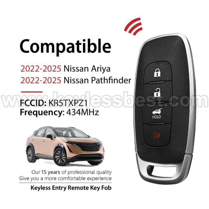 2022-2025 Nissan Ariya Pathfinder / 4 Buttons Keyless Entry Remote / KR5TXPZ1 / PN:285E3-5MR3B - Image 2