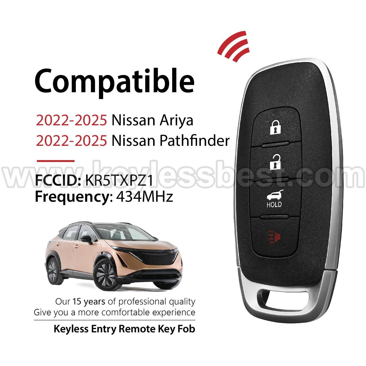 2022-2025 Nissan Ariya Pathfinder / 4 Buttons Keyless Entry Remote / KR5TXPZ1 / PN:285E3-5MR3B - Image 2