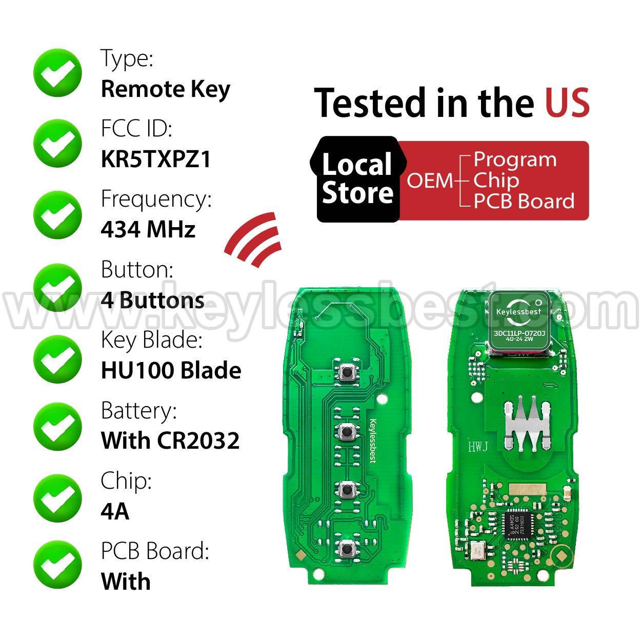 2022-2025 Nissan Ariya Pathfinder / 4 Buttons Keyless Entry Remote / KR5TXPZ1 / PN:285E3-5MR3B - Image 4