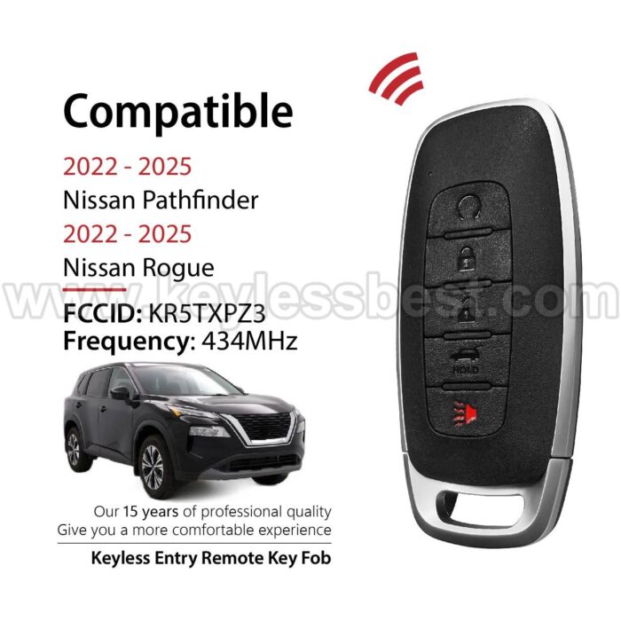 2022-2025 Nissan Rogue Pathfinder / 5 Buttons Keyless Entry Remote / KR5TXPZ3 / PN: S180146127 / 4A - Image 2