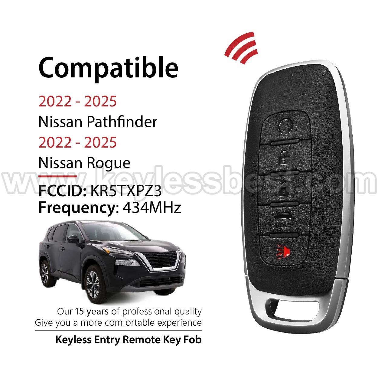 2022-2025 Nissan Rogue Pathfinder / 5 Buttons Keyless Entry Remote / KR5TXPZ3 / PN: S180146127 / 4A - Image 2