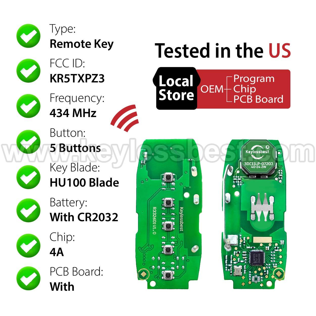 2022-2025 Nissan Rogue Pathfinder / 5 Buttons Keyless Entry Remote / KR5TXPZ3 / PN: S180146127 / 4A - Image 4