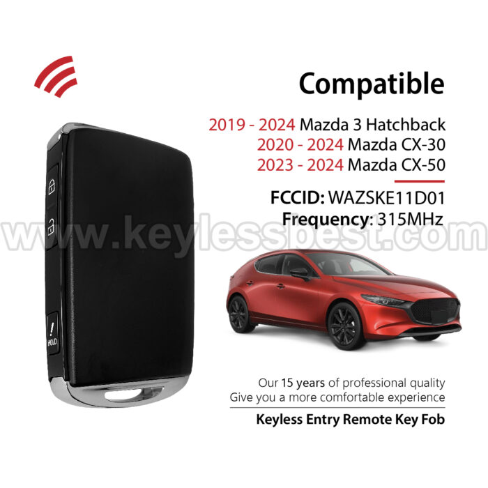 2019-2024 Mazda 3 Hatchback CX-30 CX-50 / 3 Buttons Keyless Entry Remote / WAZSKE11D01 / PN:DGY2-67-5DY, DGY2-67-5DYA, DGY2-67-5DYB / 6A - Image 2