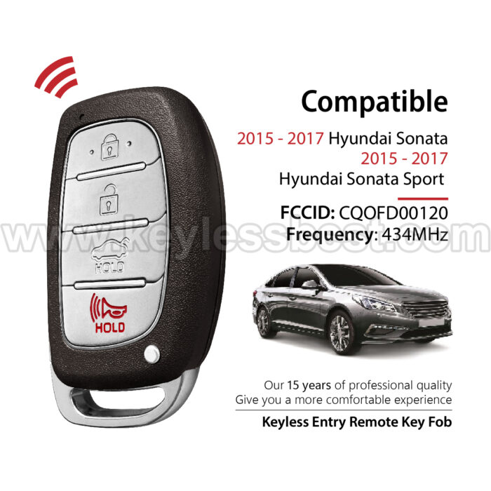 2015-2017 Hyundai Sonata Sonata Sport / 4 Buttons Keyless Entry Remote / CQOFD00120 / PN: 95440-C1000N, 954440-C1001, 95440-C1000 / 8A - Image 2
