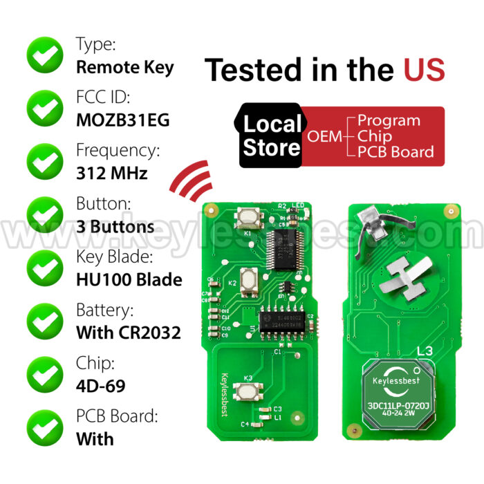 2004-2009 Toyota Prius / 3 Buttons Keyless Entry Remote / MOZB31EG / PN: 89994-47061 / TEXAS ID 4D-69 - Image 4