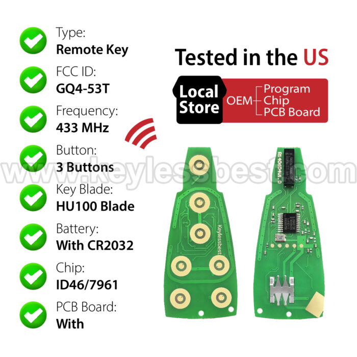 2013-2019 Dodge RAM 1500 Classic Ram / 3 Buttons Keyless Entry Remote / GQ4-53T / PN: 56046955AG, 56046955AC / ID46/7961 - Image 4