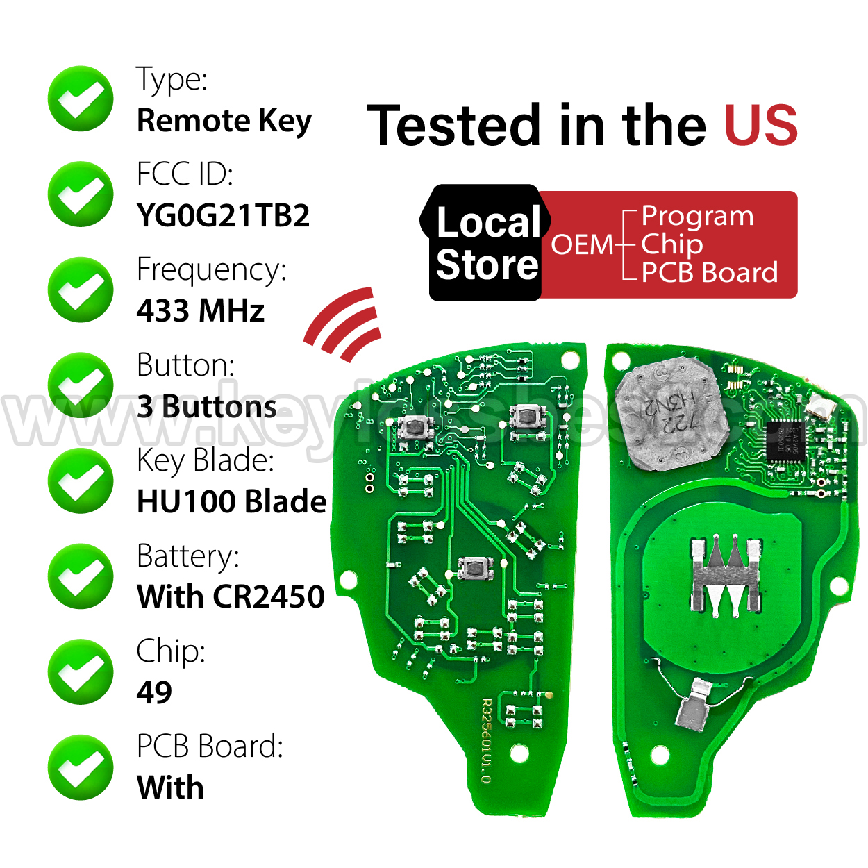 2020-2024 Buick Envision / 3 Buttons Keyless Entry Remote / YG0G21TB2 / PN: 13547569 / 49 - Image 4