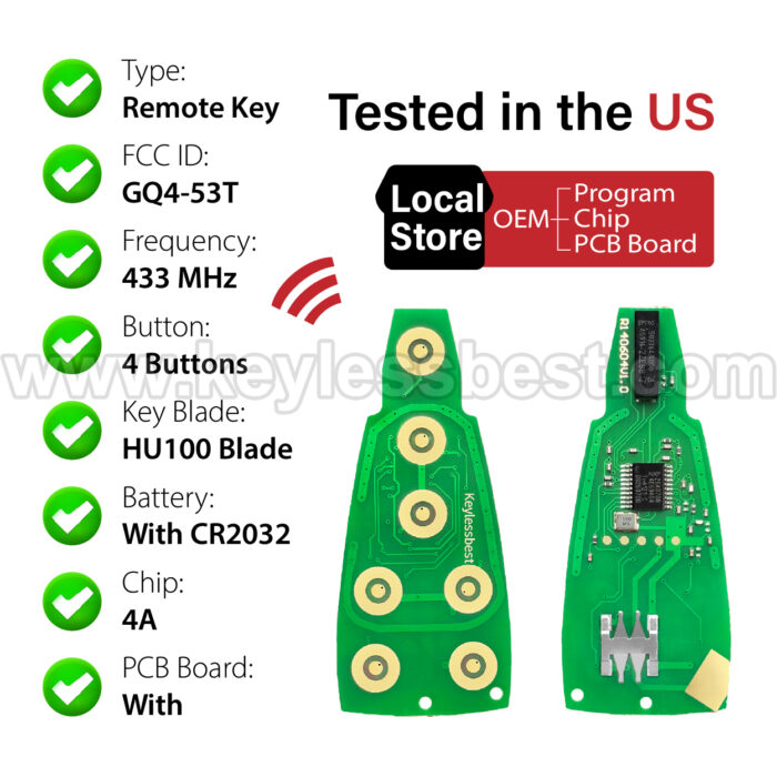 2014-2020 Jeep Cherokee / 4 Buttons Keyless Entry Remote / GQ4-53T / 4A ID47 - Image 4