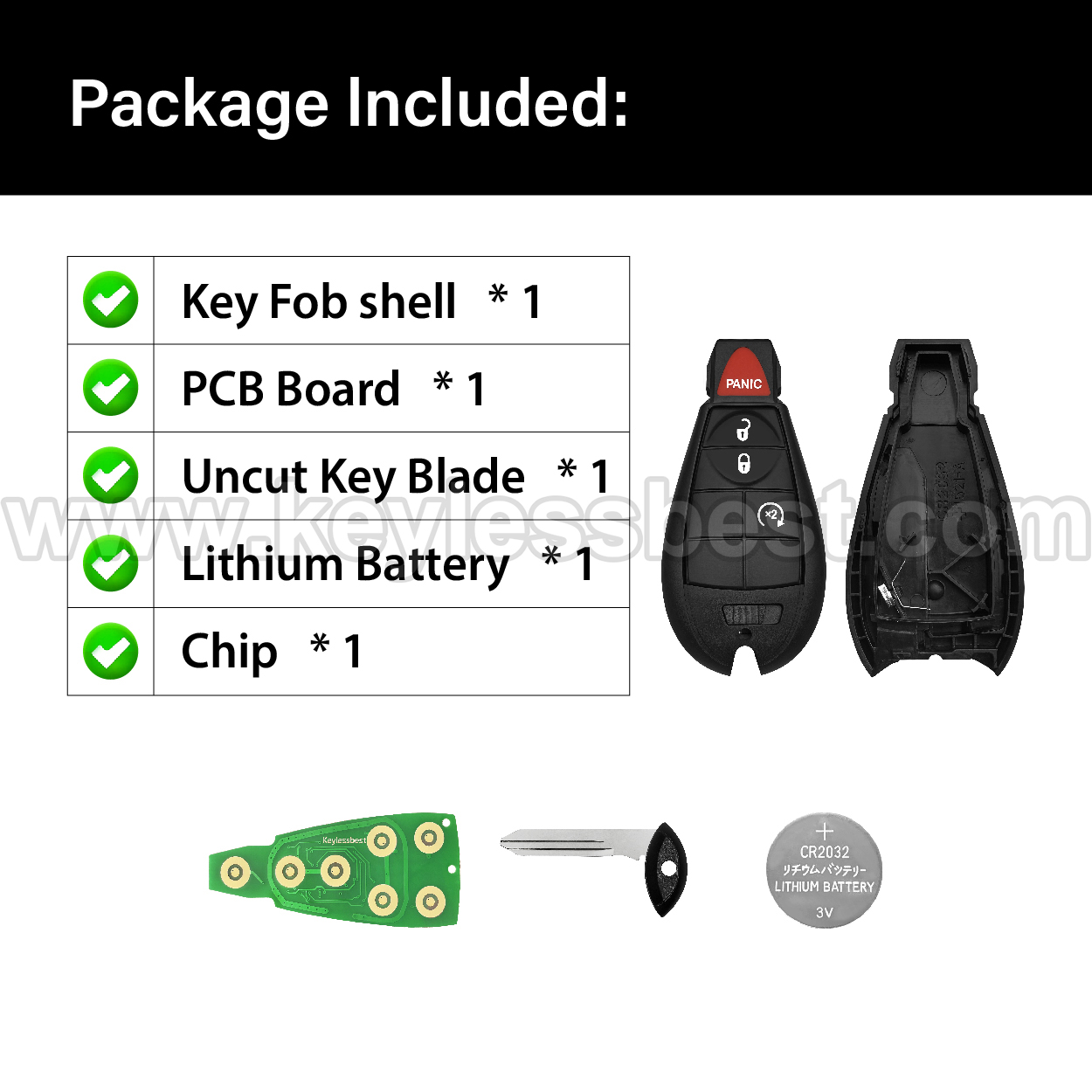 2014-2020 Jeep Cherokee / 4 Buttons Keyless Entry Remote / GQ4-53T / 4A ID47 - Image 6