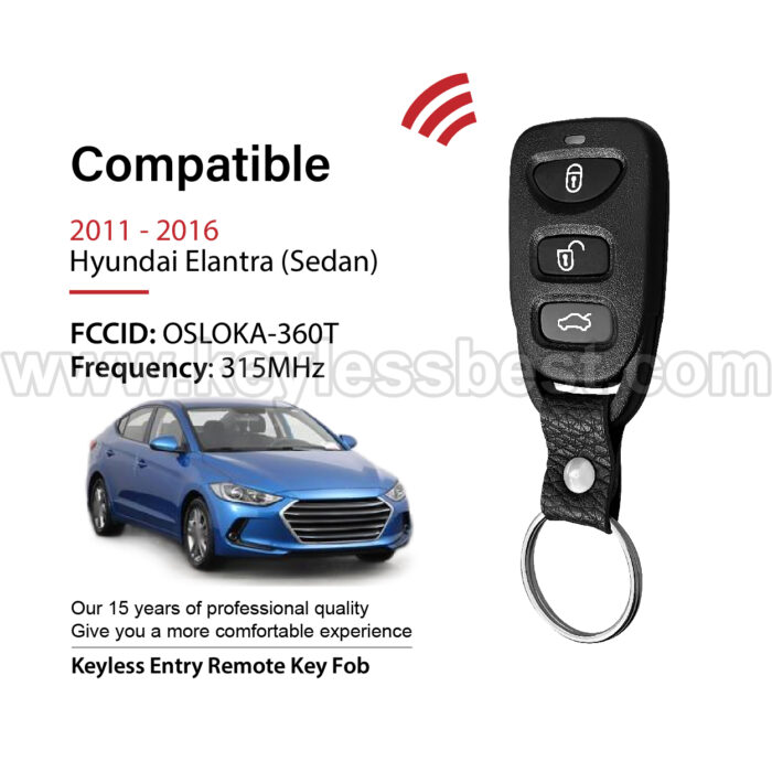 2011-2016 Hyundai Elantra / 4 Buttons Keyless Entry Remote / OSLOKA-360T / PN: 95430-3X500 95430-3X501 - Image 2