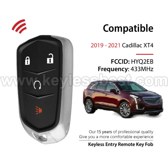 2019-2021 Cadillac XT4 / 4 Buttons Keyless Entry Remote / HYQ2EB / PN: 13591382 - Image 2