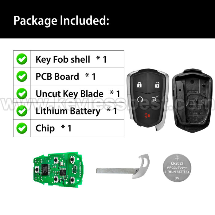 2015-2020 Cadillac XT5 XTS XT4 SRX / 5 Buttons Keyless Entry Remote / HYQ2EB / PN: 13598516 / 46 - Image 6