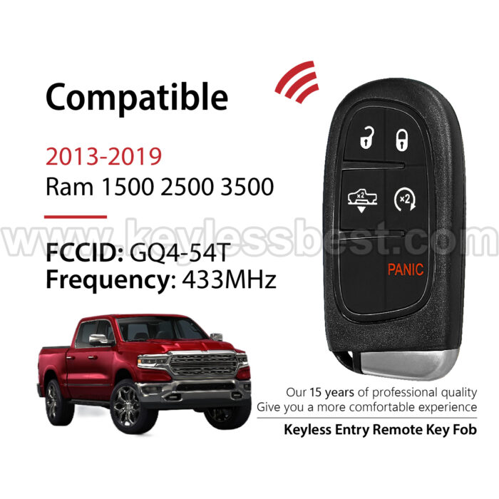 2013-2019 Ram 1500 2500 3500 / 5 Buttons Keyless Entry Remote / GQ4-54T / PN: 68159657 / 46 - Image 2