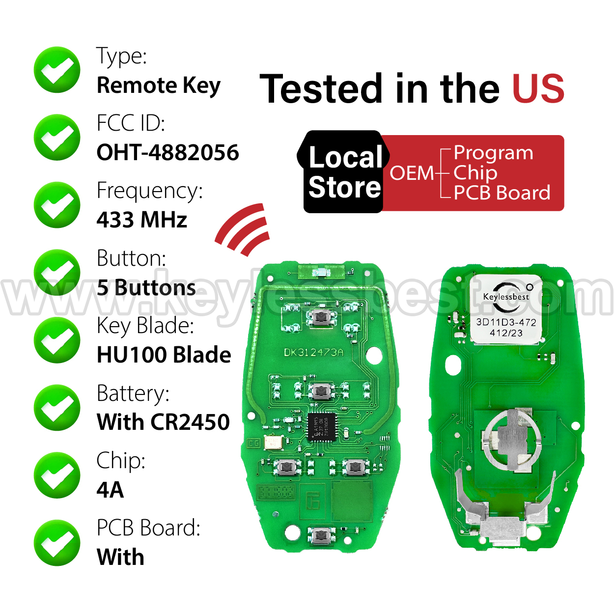 Clé de télécommande Dodge Ram 1500 Pickup 2019-2024 68291691AD pour Keylessbest