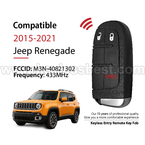 2015-2021 Jeep Renegade / 3 Buttons Keyless Entry Remote / M3N-40821302 / Replaces PN: 6MP33DX9AA / ID 47, 4A - Image 2