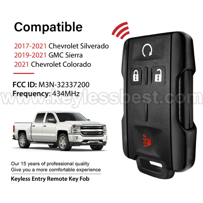 2017-2021 Chevrolet GMC Silverado Sierra Colorado / 4 Buttons Keyless Entry Remote / M3N-32337200 - Image 2