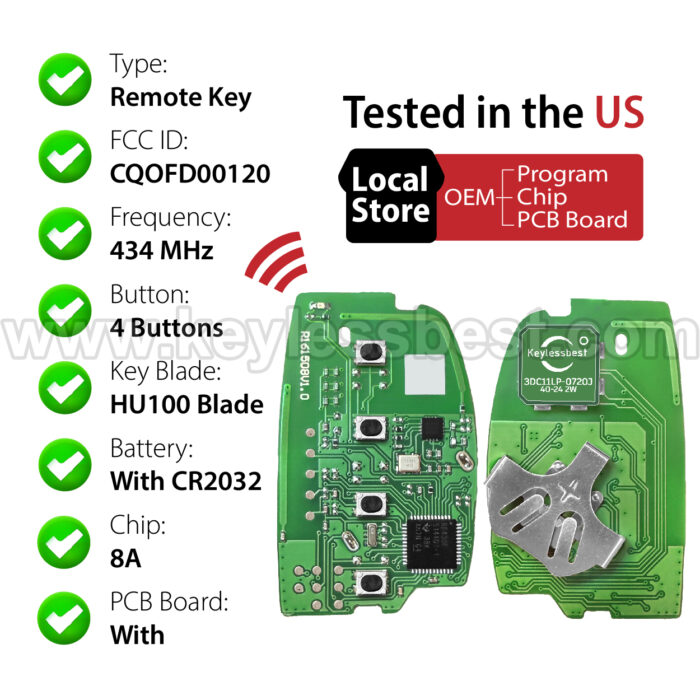 2017-2019 Hyundai Sonata / 4 Buttons Keyless Entry Remote / CQOFD00120 / Replaces PN: 95440-C1500, 95440-C1500NNA ,95440-C2500 / 8A HITAG3 - Image 4