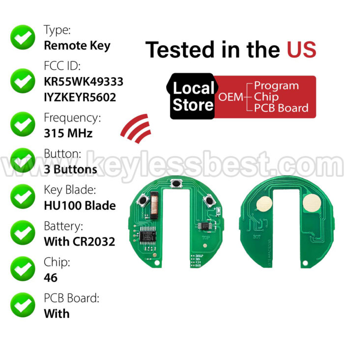 2006-2014 Mini Cooper Cooper Countryman Cooper Paceman / 3 Buttons Keyless Entry Remote / KR55WK49333, IYZKEYR5602 / PN: 3452819-01 / 46 - Image 4