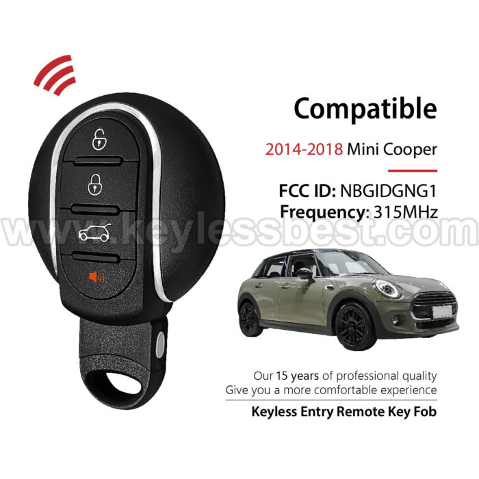 2014-2018 Mini Cooper / 4 Buttons Keyless Entry Remote / NBGIDGNG1 / PN: 9345896-01 / 49 HITAG PRO - Image 2
