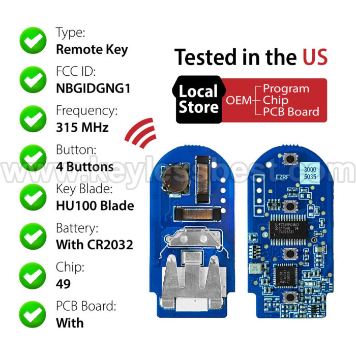 2014-2018 Mini Cooper / 4 Buttons Keyless Entry Remote / NBGIDGNG1 / PN: 9345896-01 / 49 HITAG PRO - Image 4