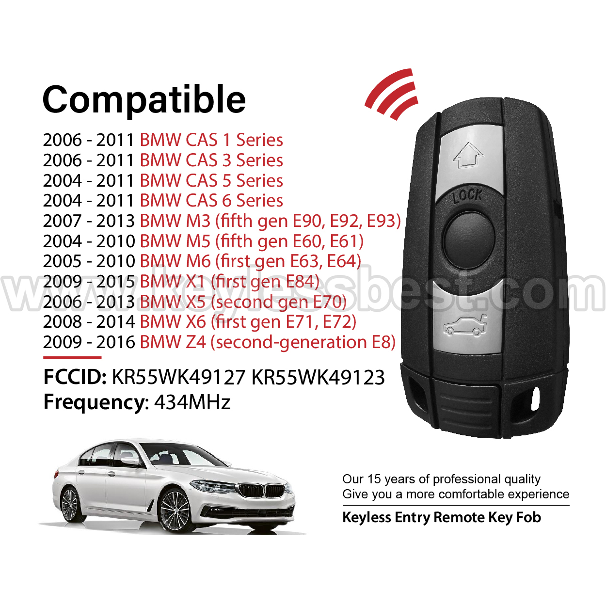 2004-2016 BMW Keyless Entry Fob KR55WK49127 PN: 6986583, 698658305 - Bild 2