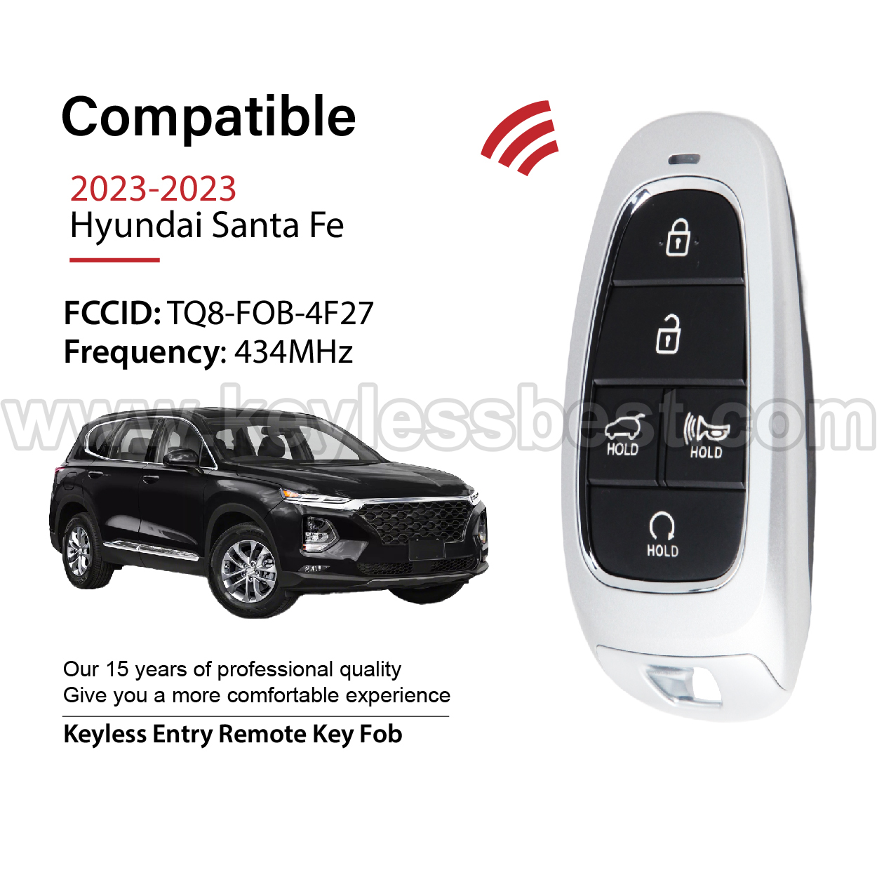 2023 Hyundai Santa Fe / 5 Buttons Keyless Entry Remote / TQ8-FOB-4F27 / PN: 95440-S1670 / 47 - Image 2