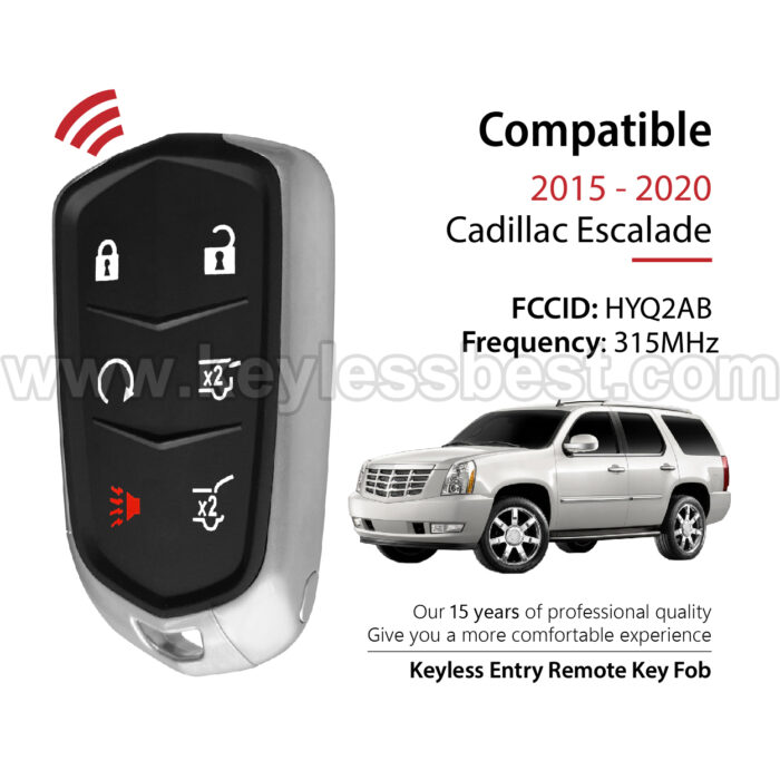 2015 - 2020 Cadillac Escalade / 6 Buttons Keyless Entry Remote / HYQ2AB / PN: 13598512, 13594029s, 13598516 - Image 2